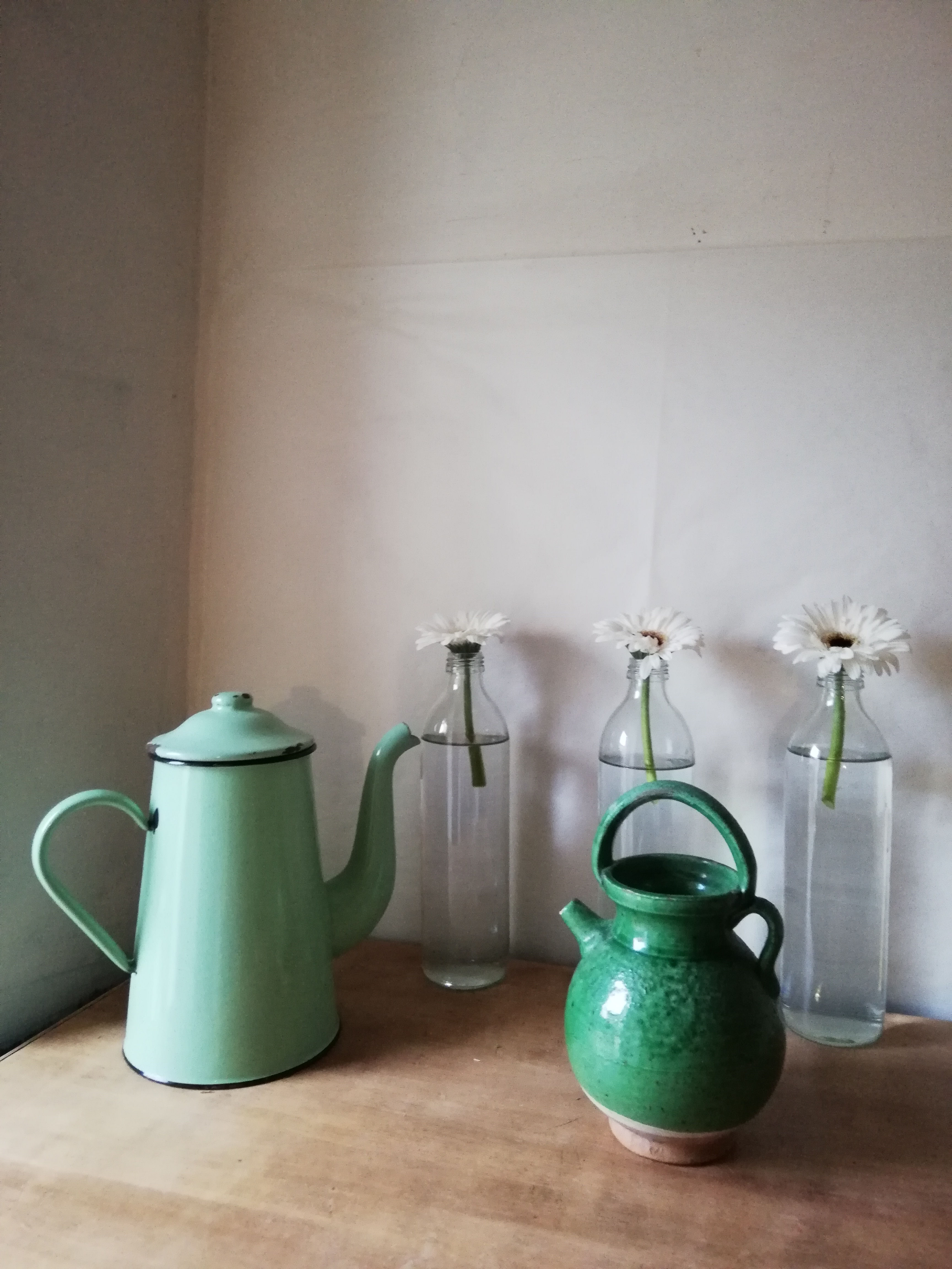 Cafetière théière en émaillé vintage couleur mint...Teapot coffee maker enamelle