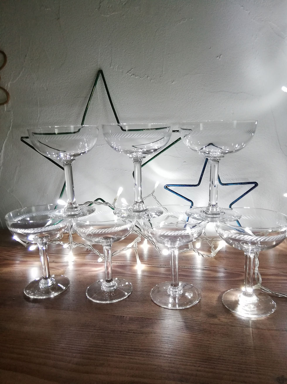 8 coupes à champagne en cristal XXe siècle