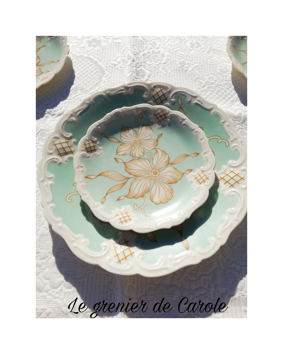 service a dessert ceramique art déco vert amande