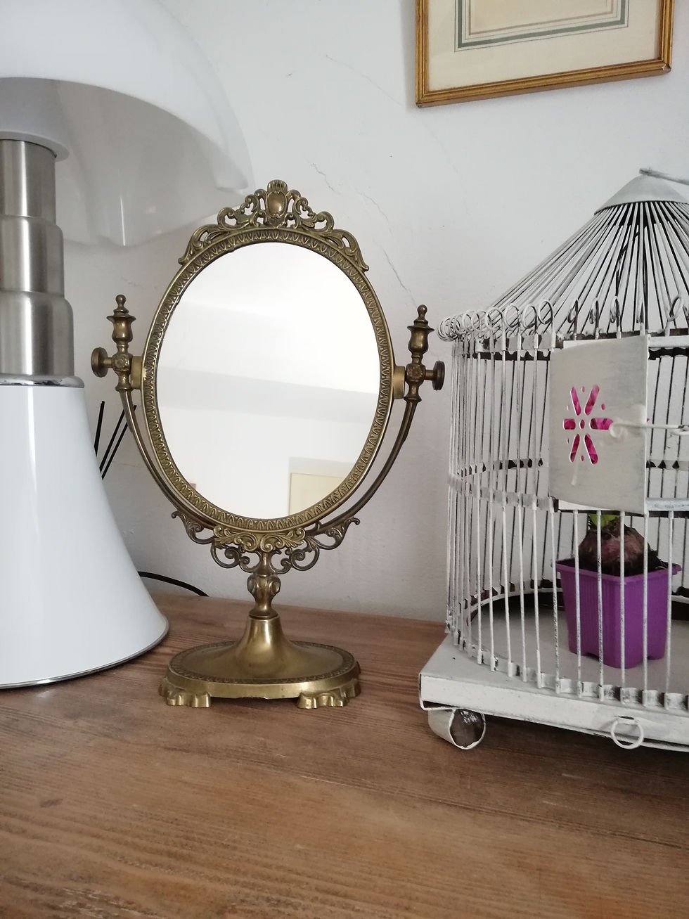 miroir a poser laiton doré vintage princesse