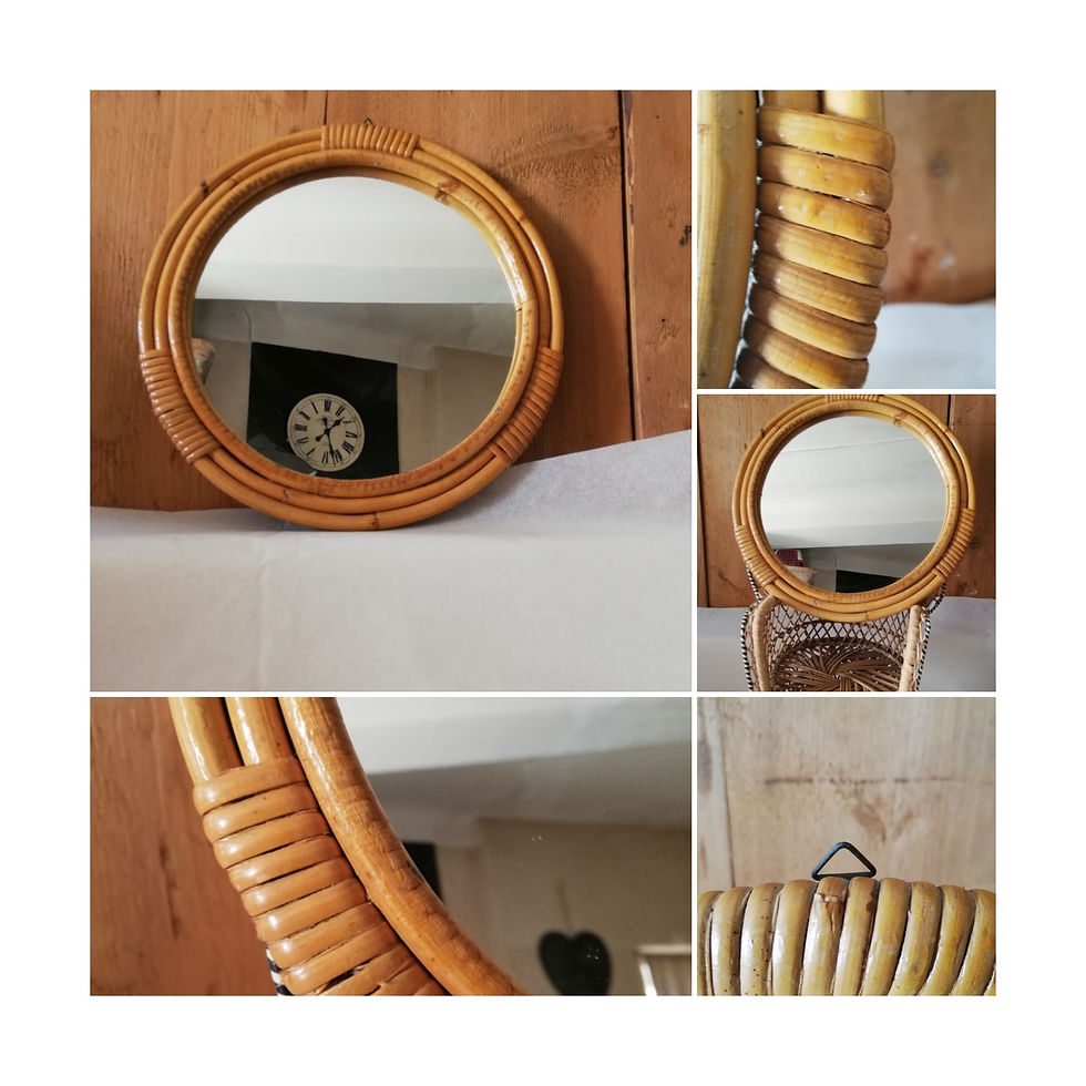 miroir soleil en rotin