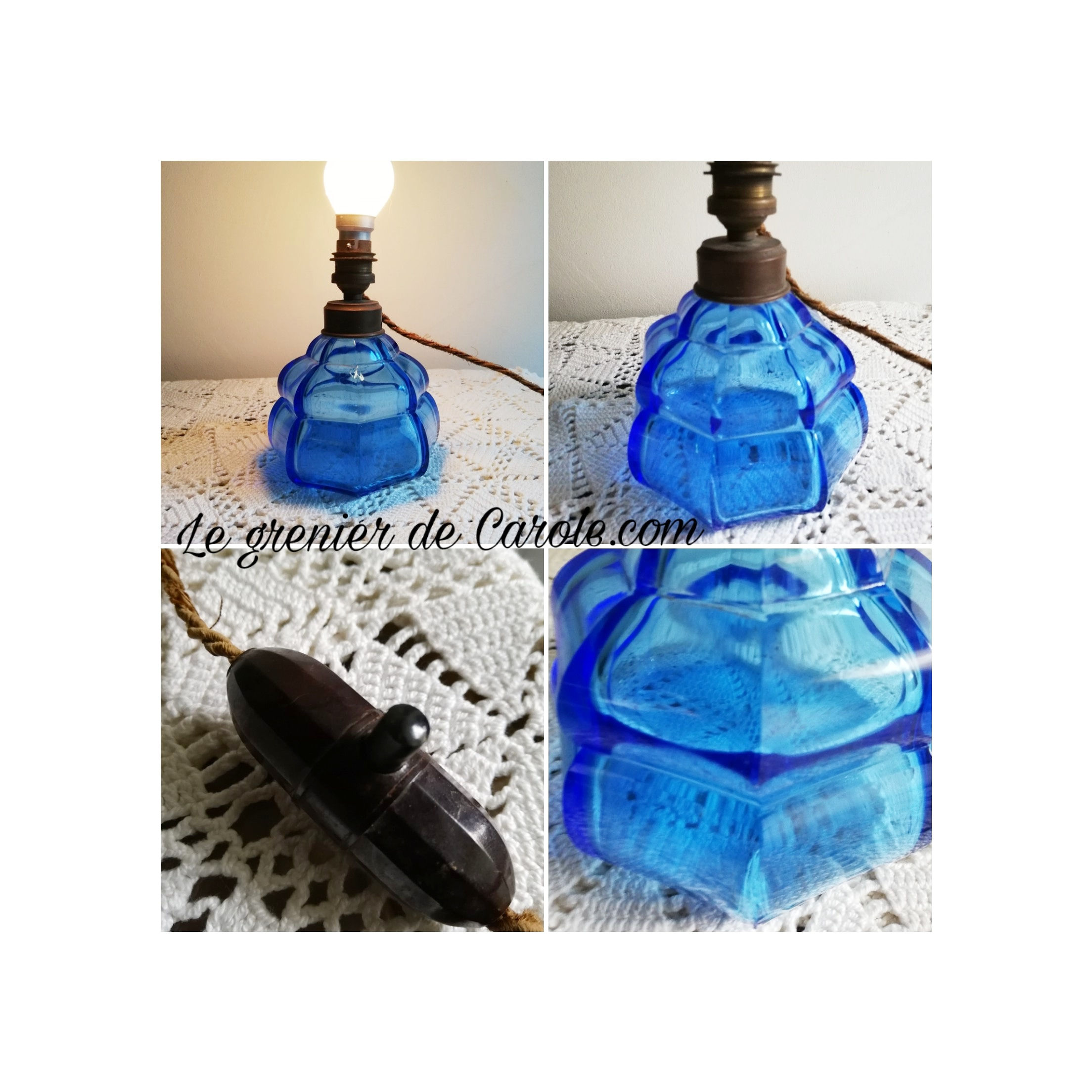Lampe en verre bleu