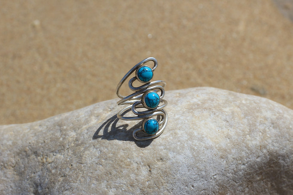 bague argent et turquoise