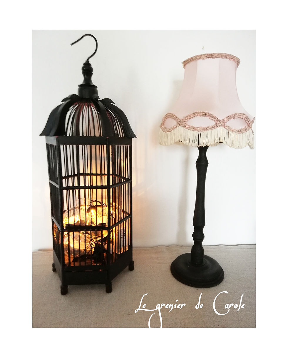 cage oiseaux bois noir vintage