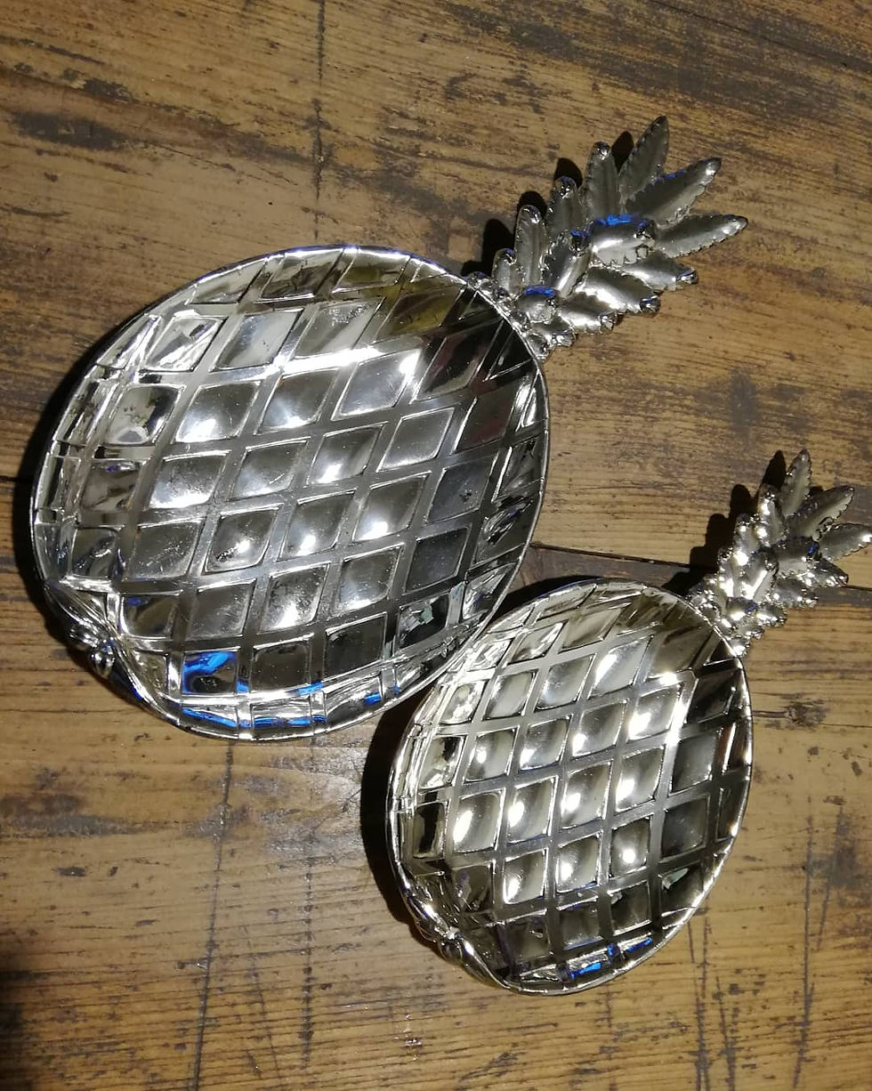 raviers vide poche vintage ananas métal argenté