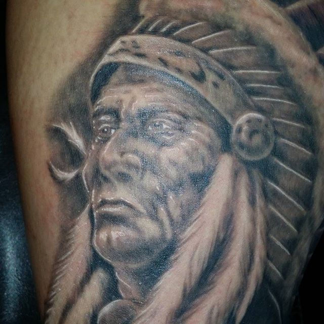 Indian chief I got to finish last week. #www.hardknockink