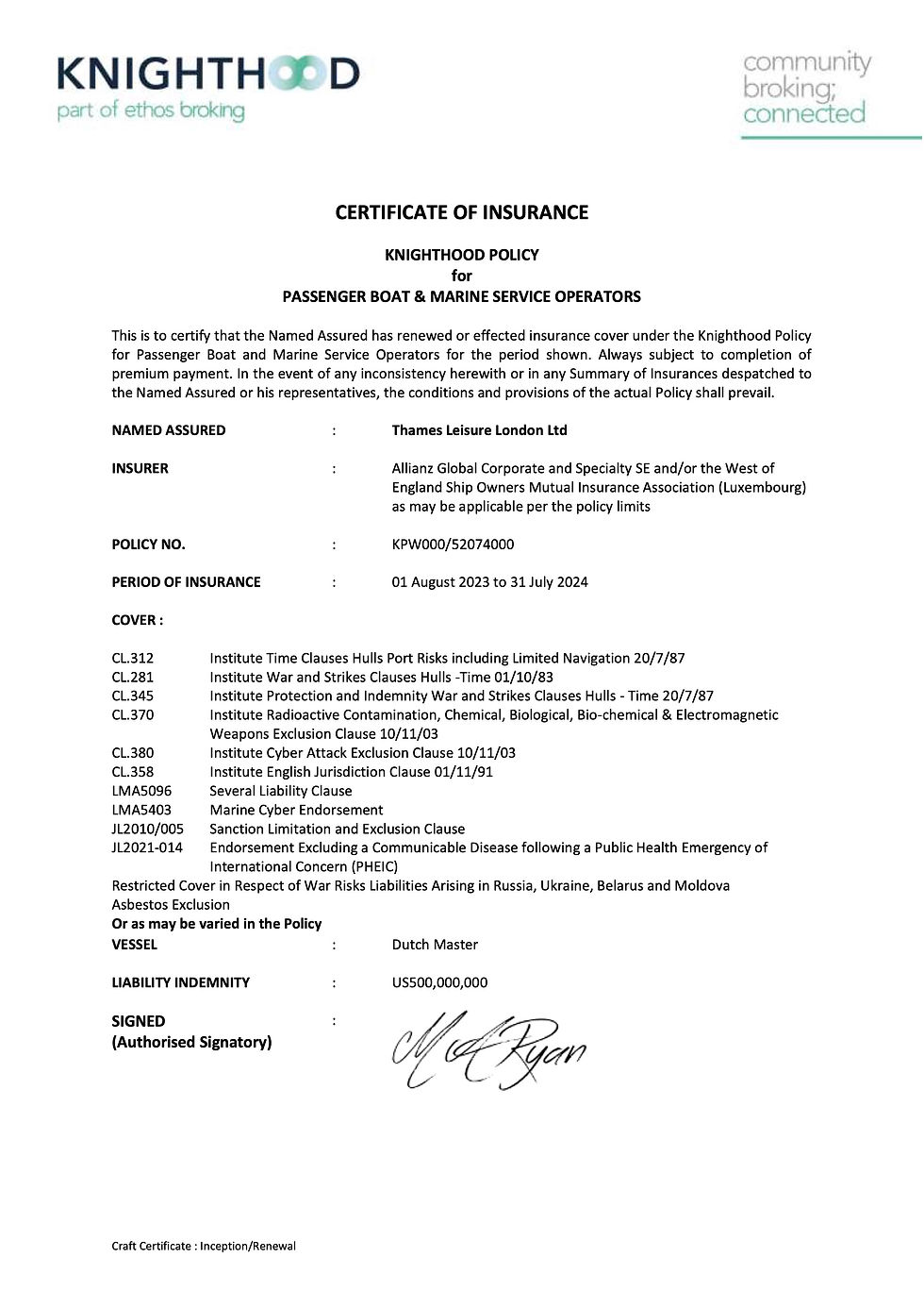 (#1632604156) Craft Certificates for all vessels 2023