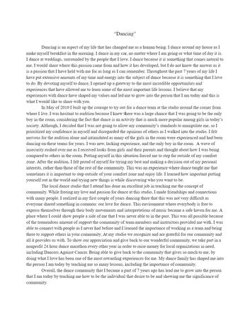 Personal Narrative essay