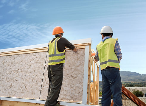 Firefly A construction crew using Insulated Panels to build a structure, one person traini