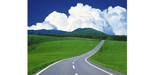 草原の中に伸びる道路