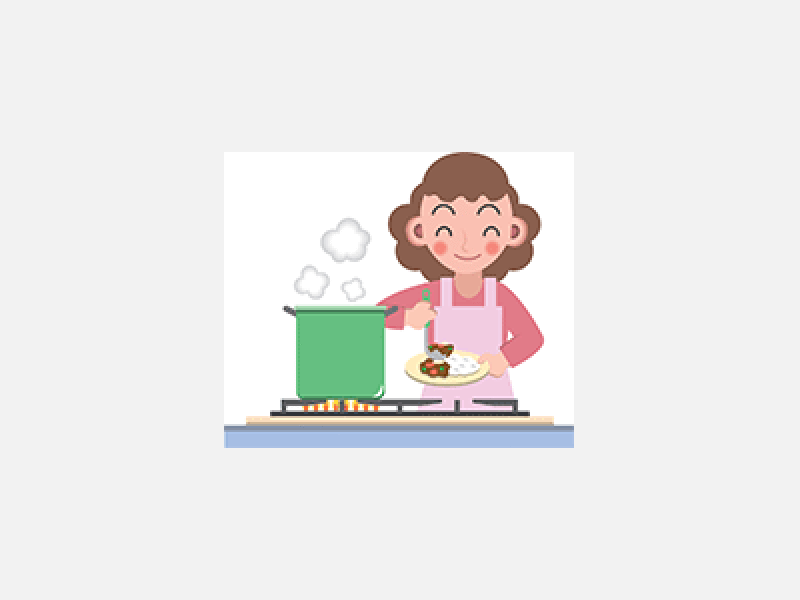 料理する女性