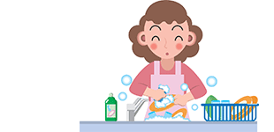 食器を洗う女性