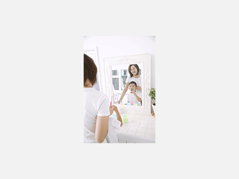 洗面所の親子