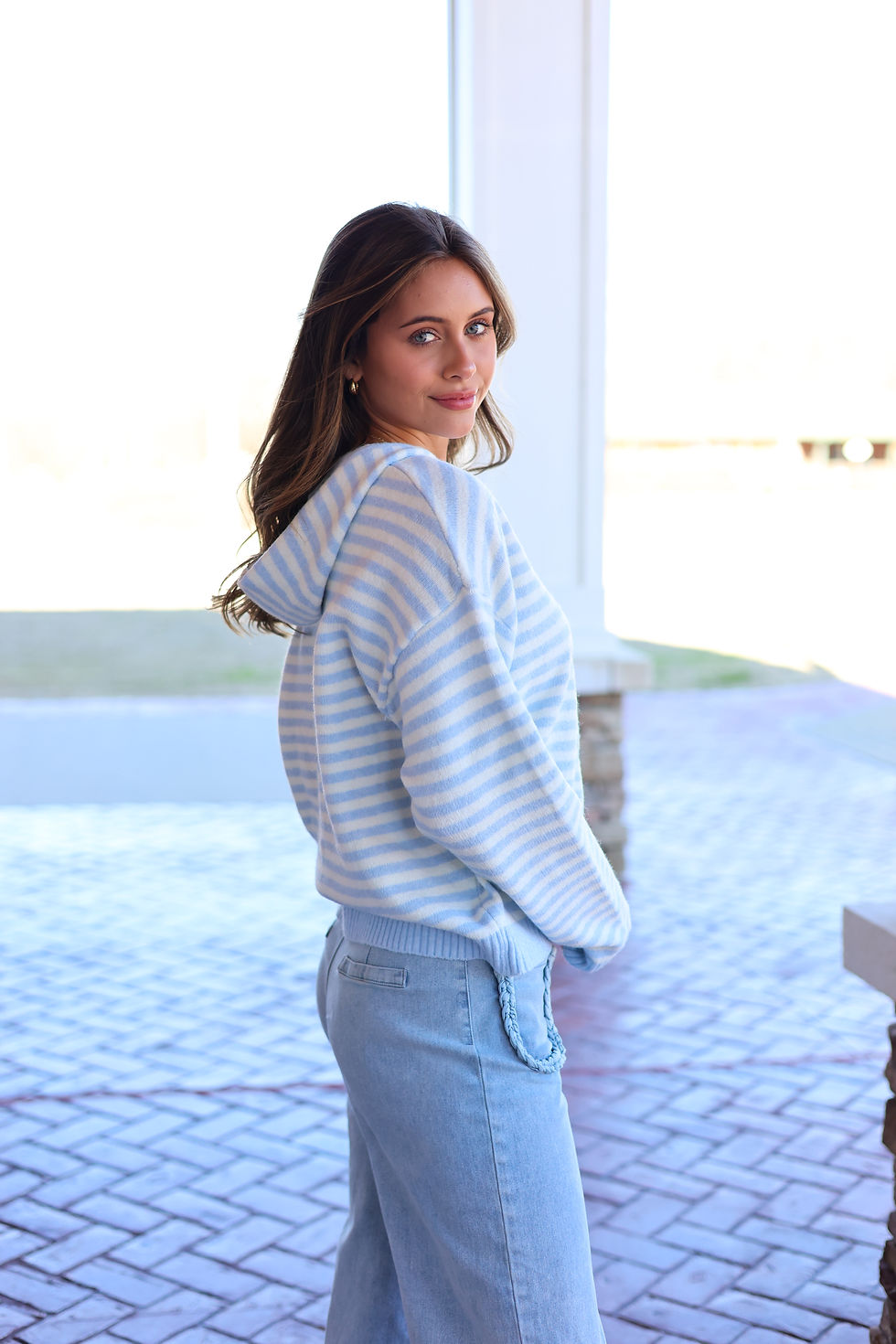 Thumbnail: The Ella Striped Hoodie In Blue