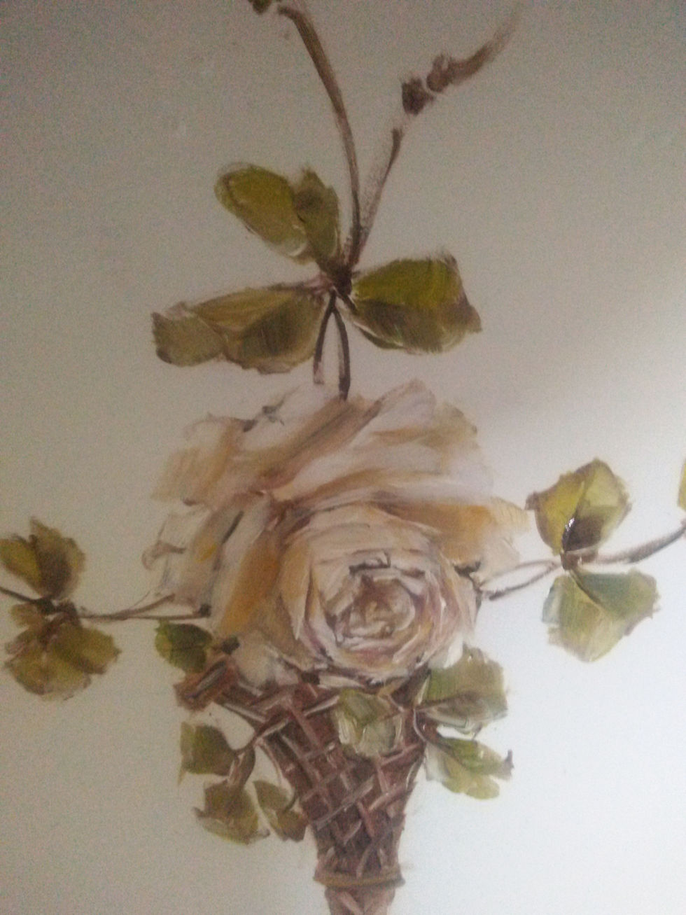 Thumbnail: Beautiful Hand painted Pink Roses Shabby Chic Wall Display Shelf Cabinet