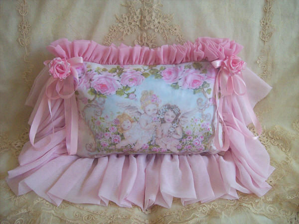 Thumbnail: Innocence Cherubs and Roses Romantic Fluffy Pillow