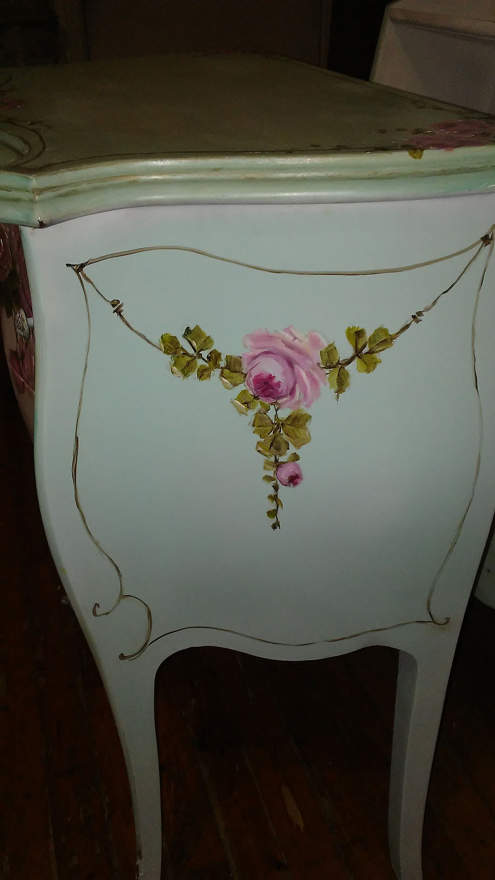 Thumbnail: Gorgeous Vintage Bombay Aqua French Nightstand End Table