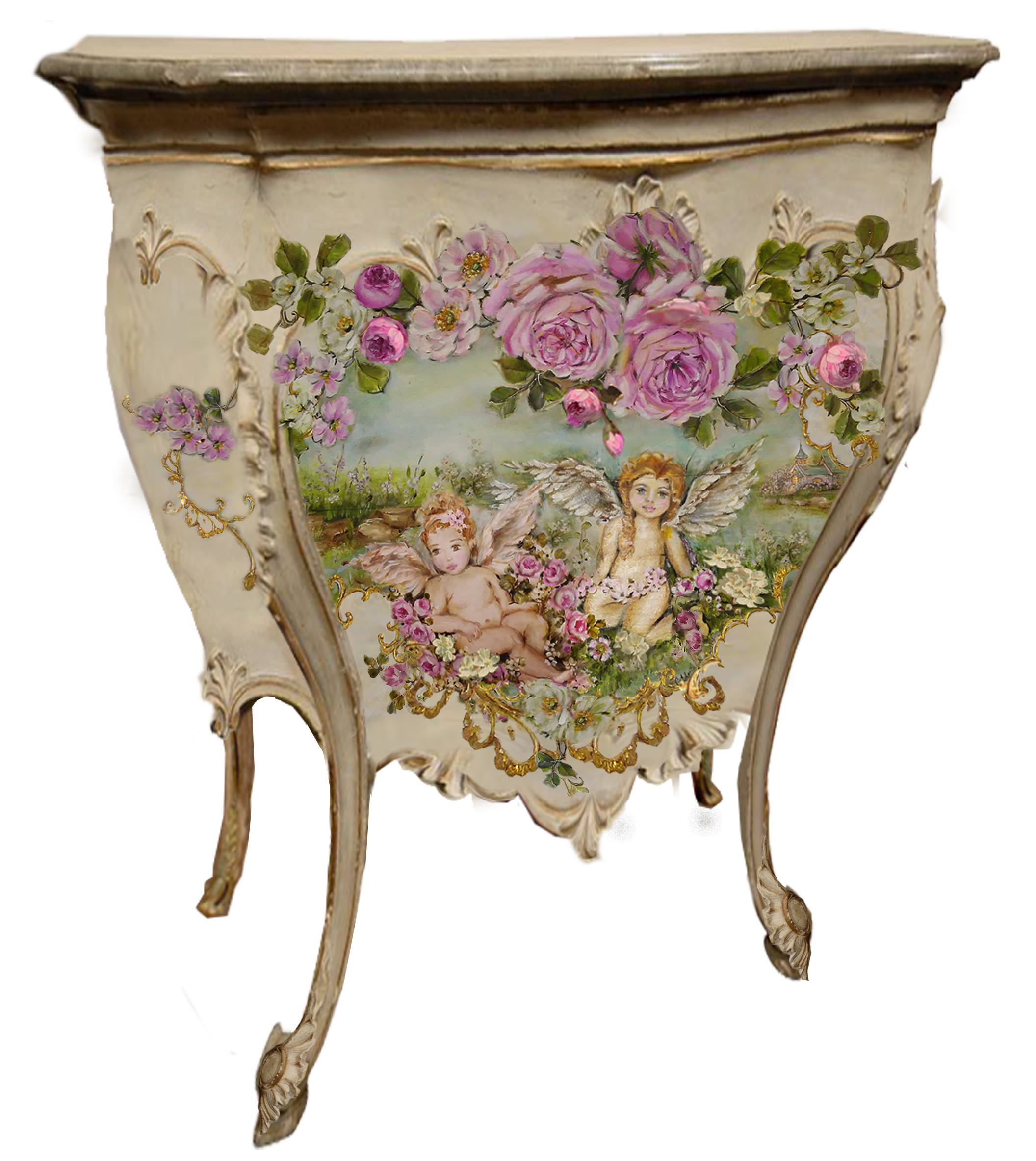 French Commode Cherubs and Roses