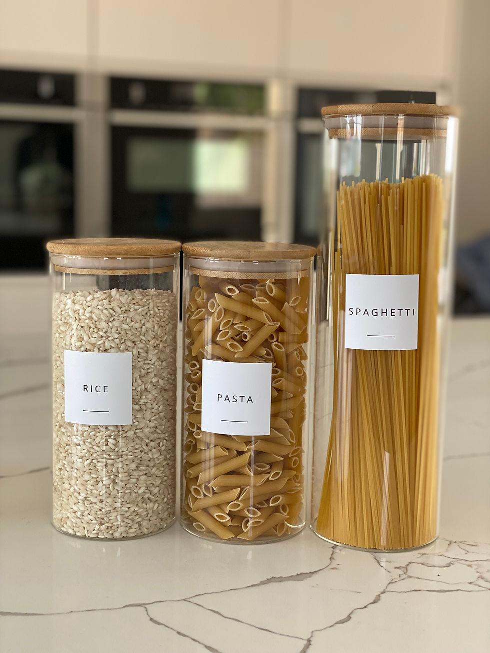 Set of 3 Bamboo Jars 