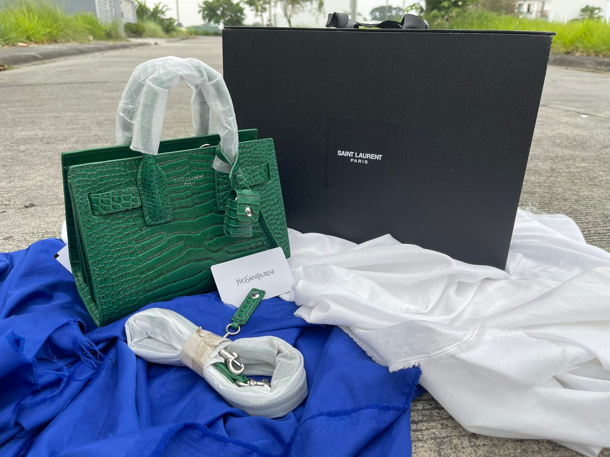 YSL Sac De Jour in Green Croc Leather