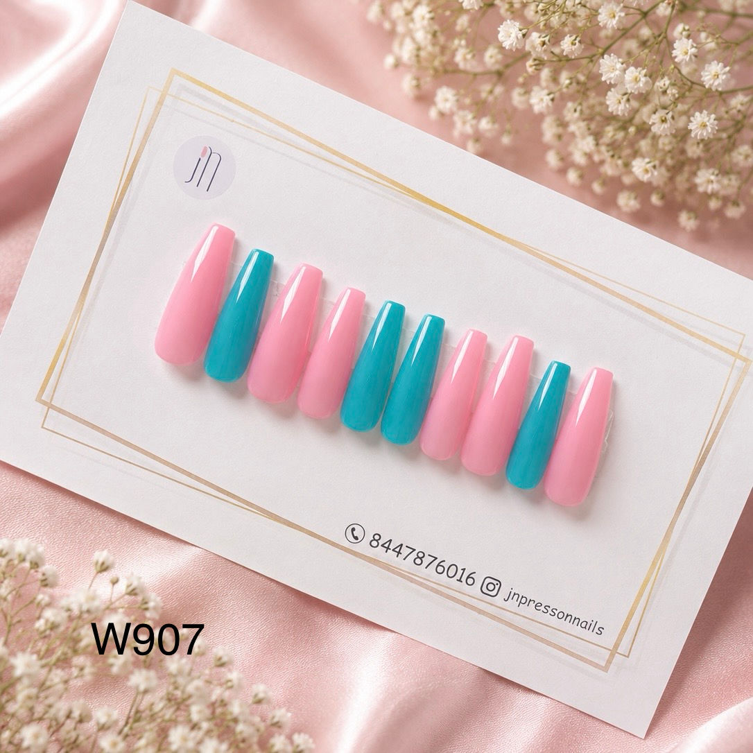 Pink Aqua Pop Nails | S | W907
