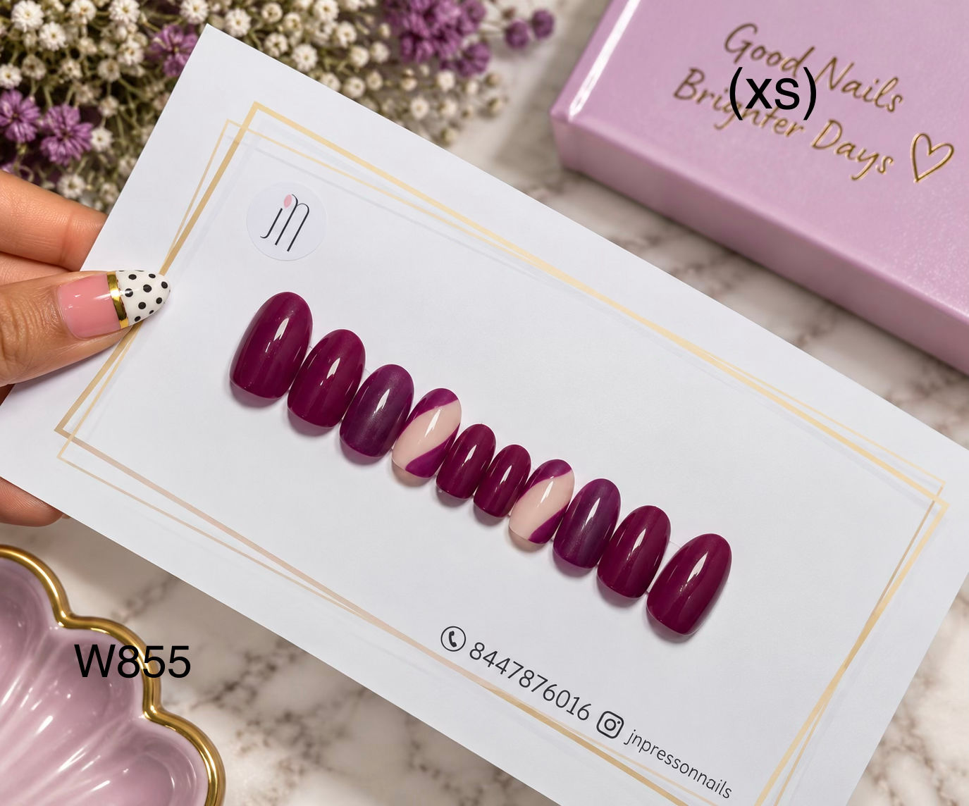 Burgundy Blush Curve Press-On | Xs | W855