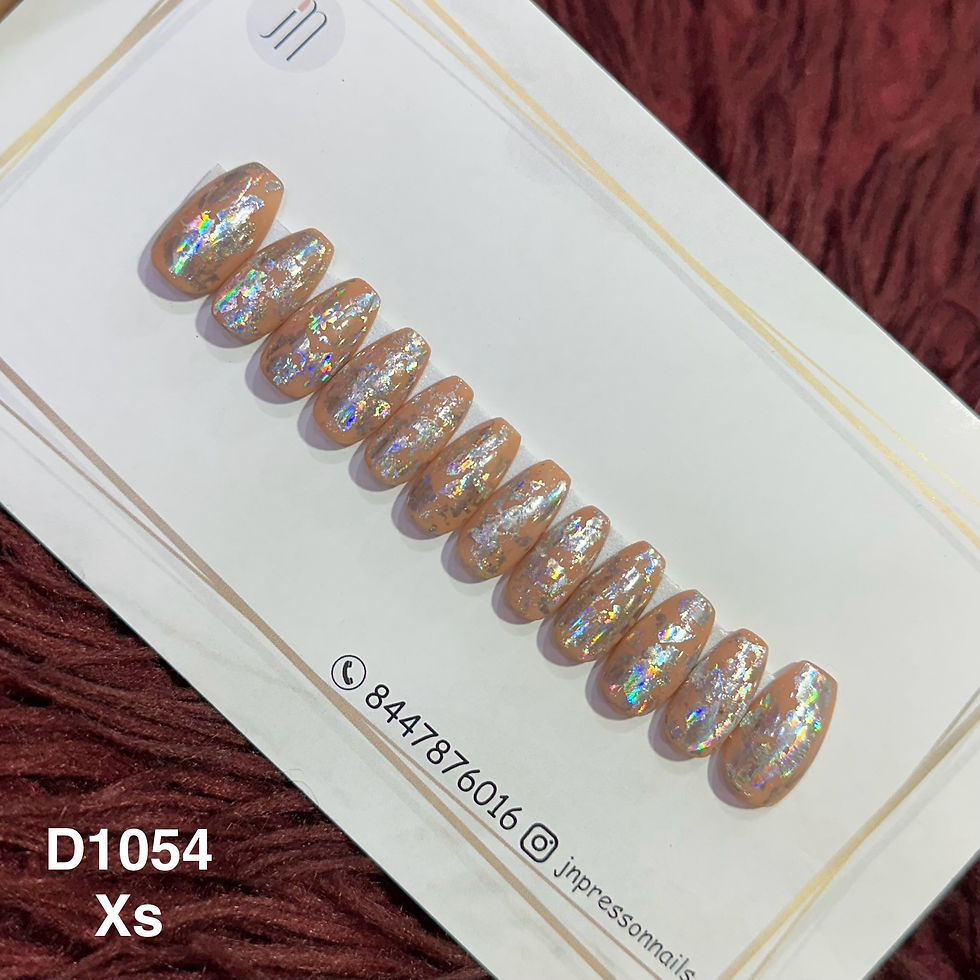 Holo nude - XS | Short coffin | Set of 10 or 12 nails