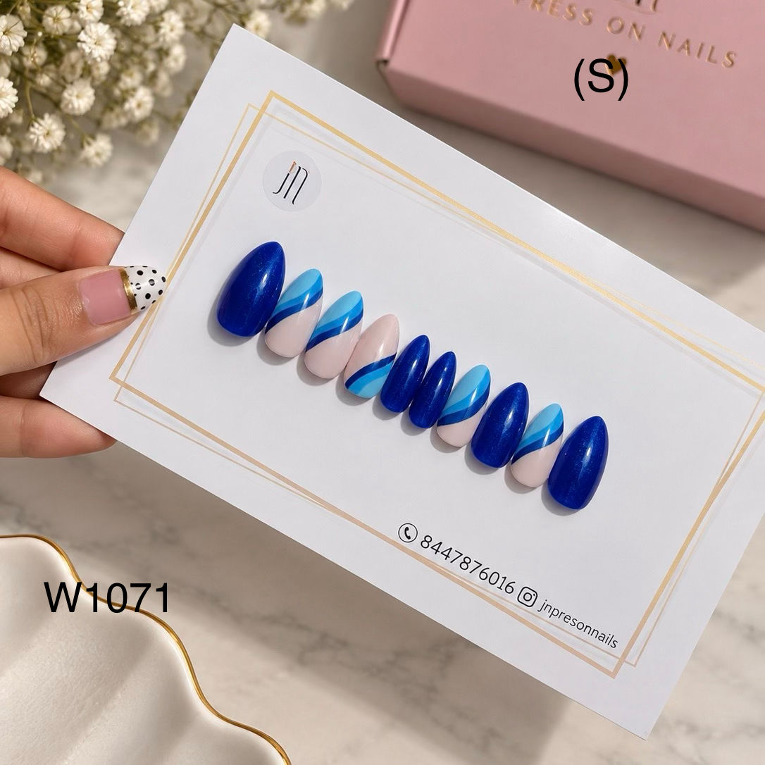 Ocean Wave Blue Press-On | S | W1071