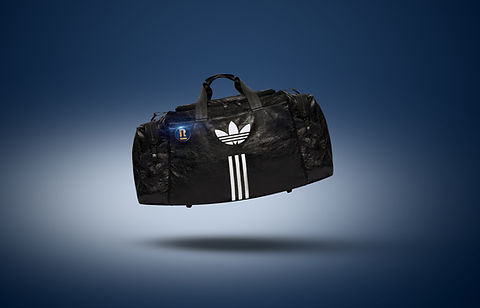 【BALENCIAGA】ADIDAS GYM BAG BLACK/BLUE ★関税送料込み RAISED Balenciaga / Adidas Gym Bag in Black | Raised