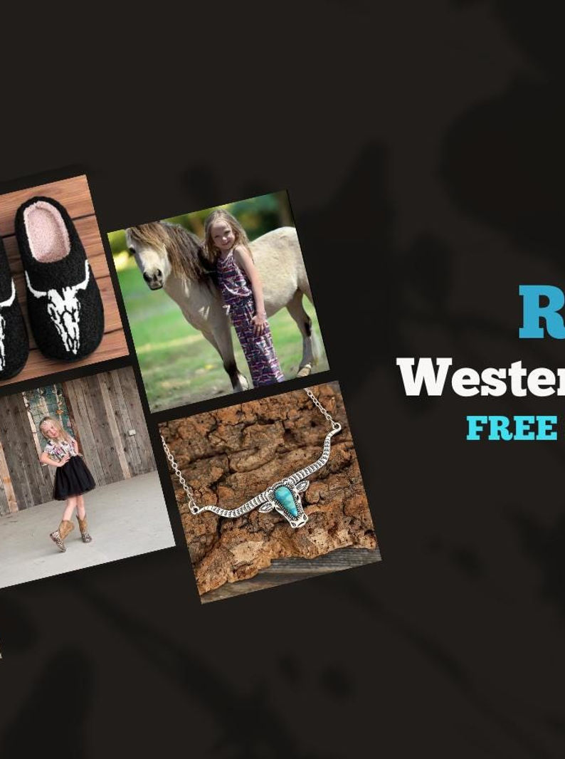 Thumbnail: Floral Highland Cow Bell Bottoms: Western Cowgirl Pants