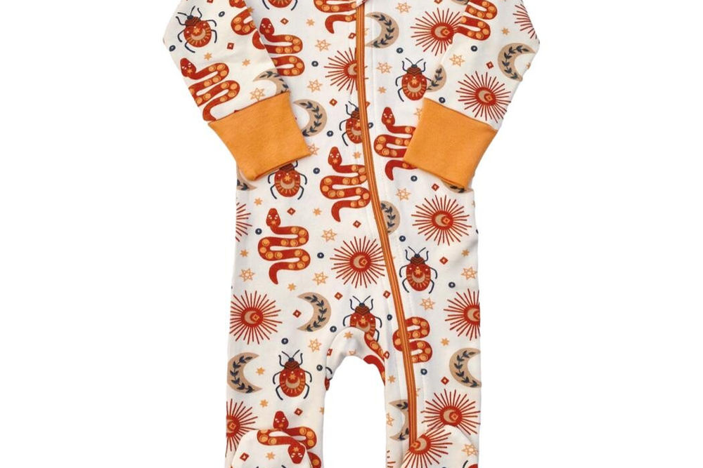 GOTS Certified Organic Cotton Zippy Footed - Mystic Serpent