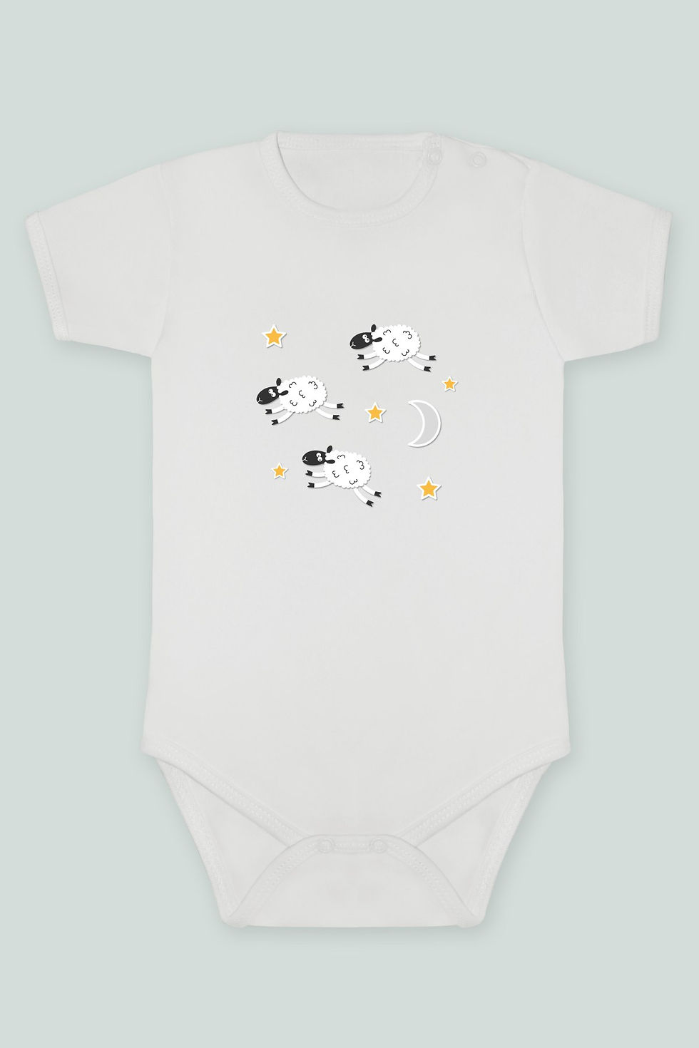 Sevimli Hayvanlar 26 Kuzular Baskılı Kısa kollu Body Zıbın Badi