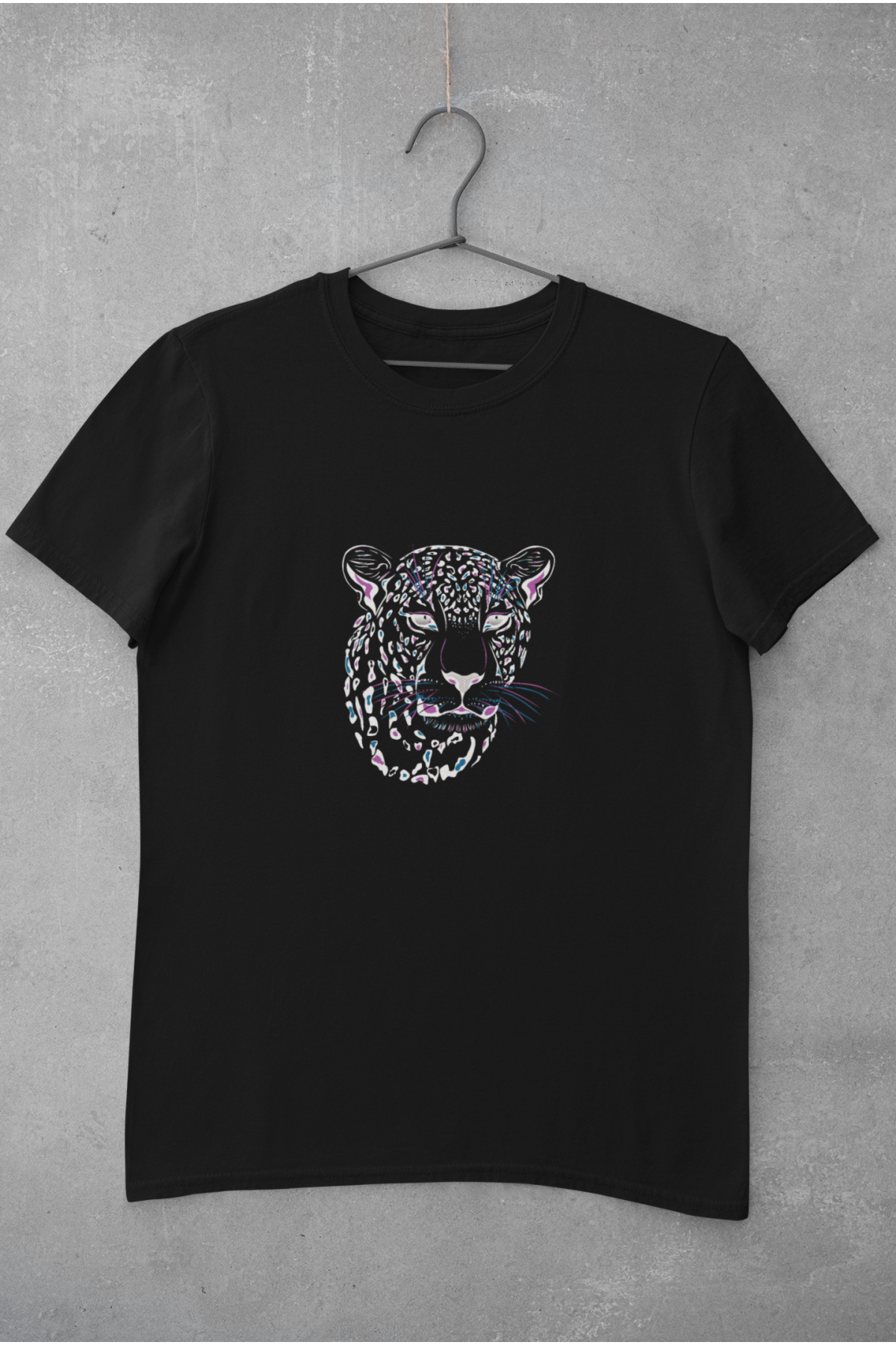 Kaplan Siyah Beyaz Baskılı Tişört Kadın %100 Pamuk