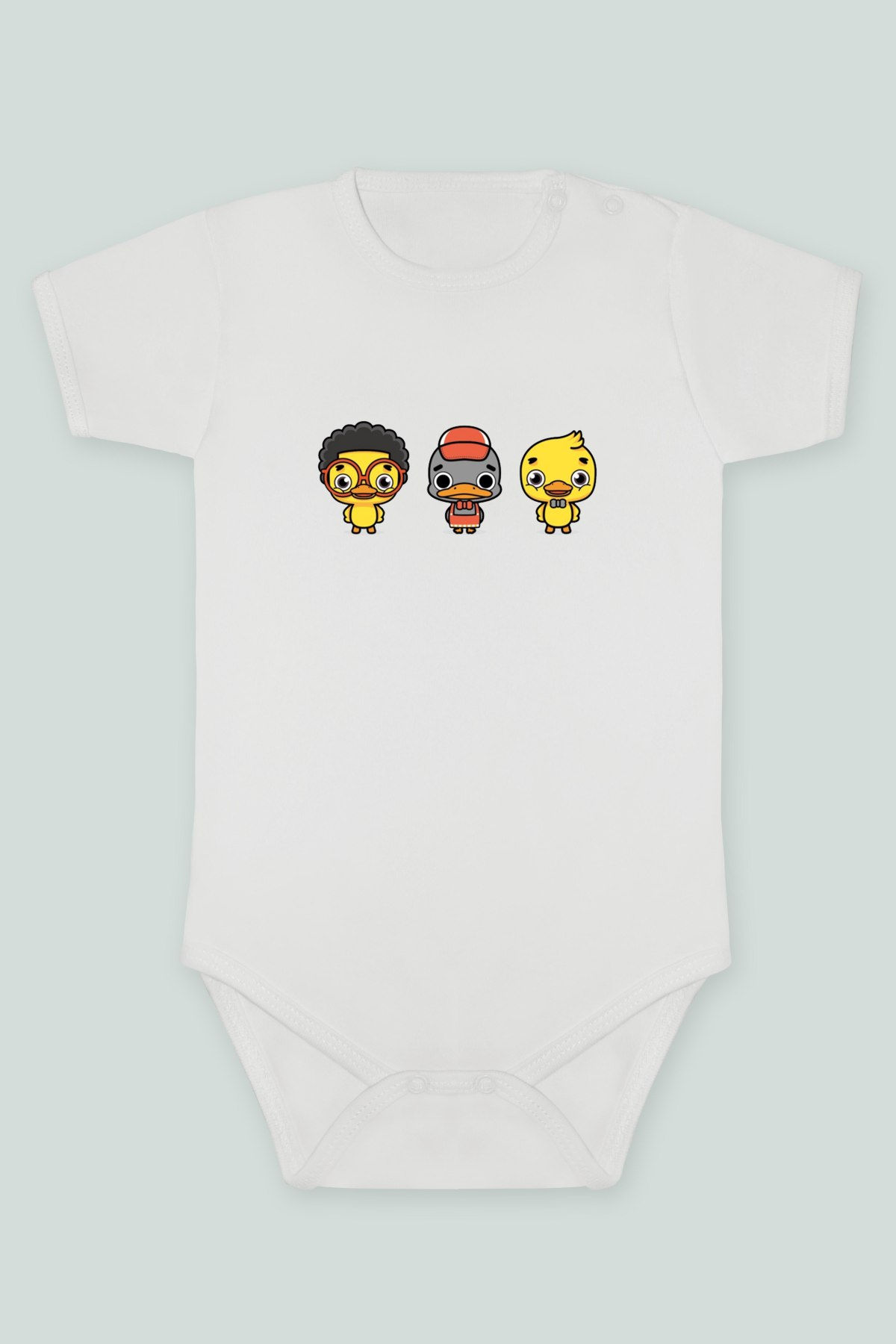 Sevimli Civcivler 23 Baskılı Kısa kollu Body Zıbın Badi