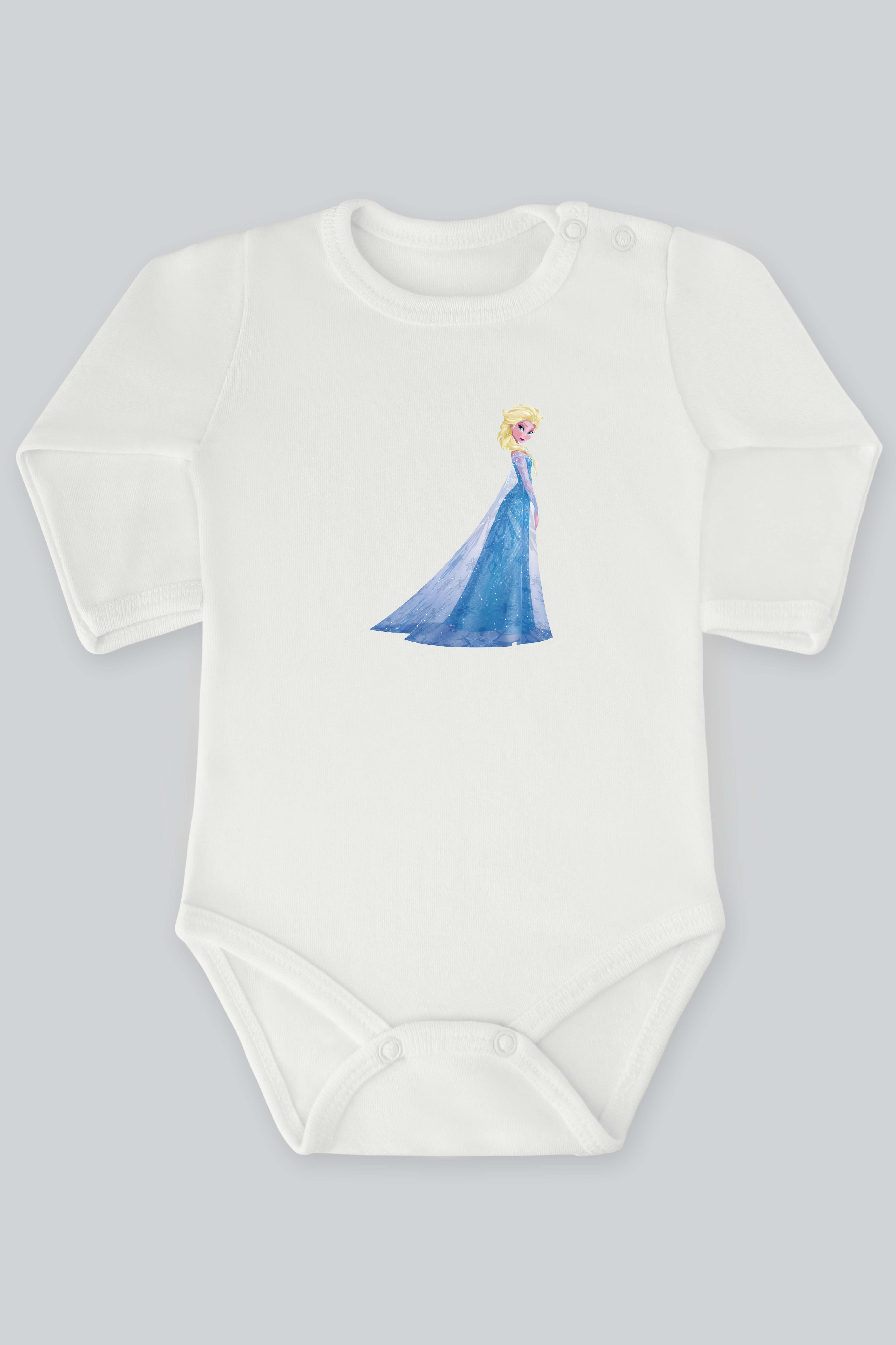 Karlar Ülkesi Frozen 28 Elsa Baskılı Bebek Çıt çıtlı Zıbın Badi %100 Pamuk