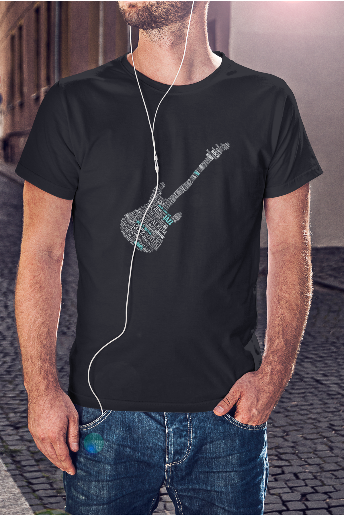 Elektro Gitar Enstrüman Baskılı Kupa Beyaz Porselen Mug