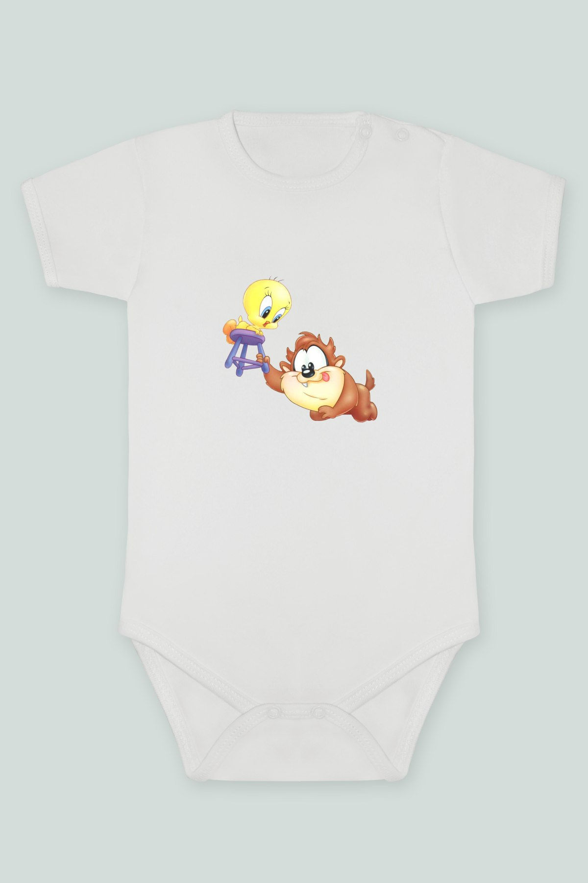 Tazmanya Canavarı Tweety Baskılı Kısa kollu Body Zıbın Badi