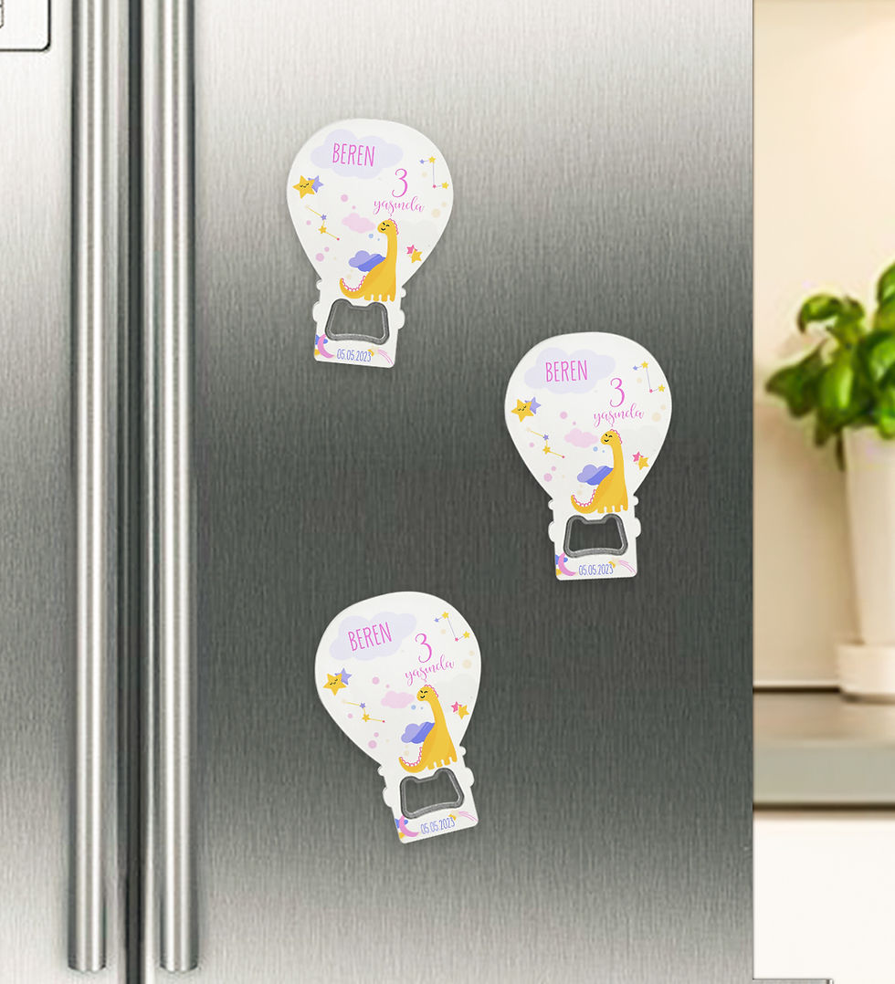 Küçük resim: Kişiye Özel İsimli Çocuk Bebek Doğum Günü Hediyesi Balon Açacak Magnet