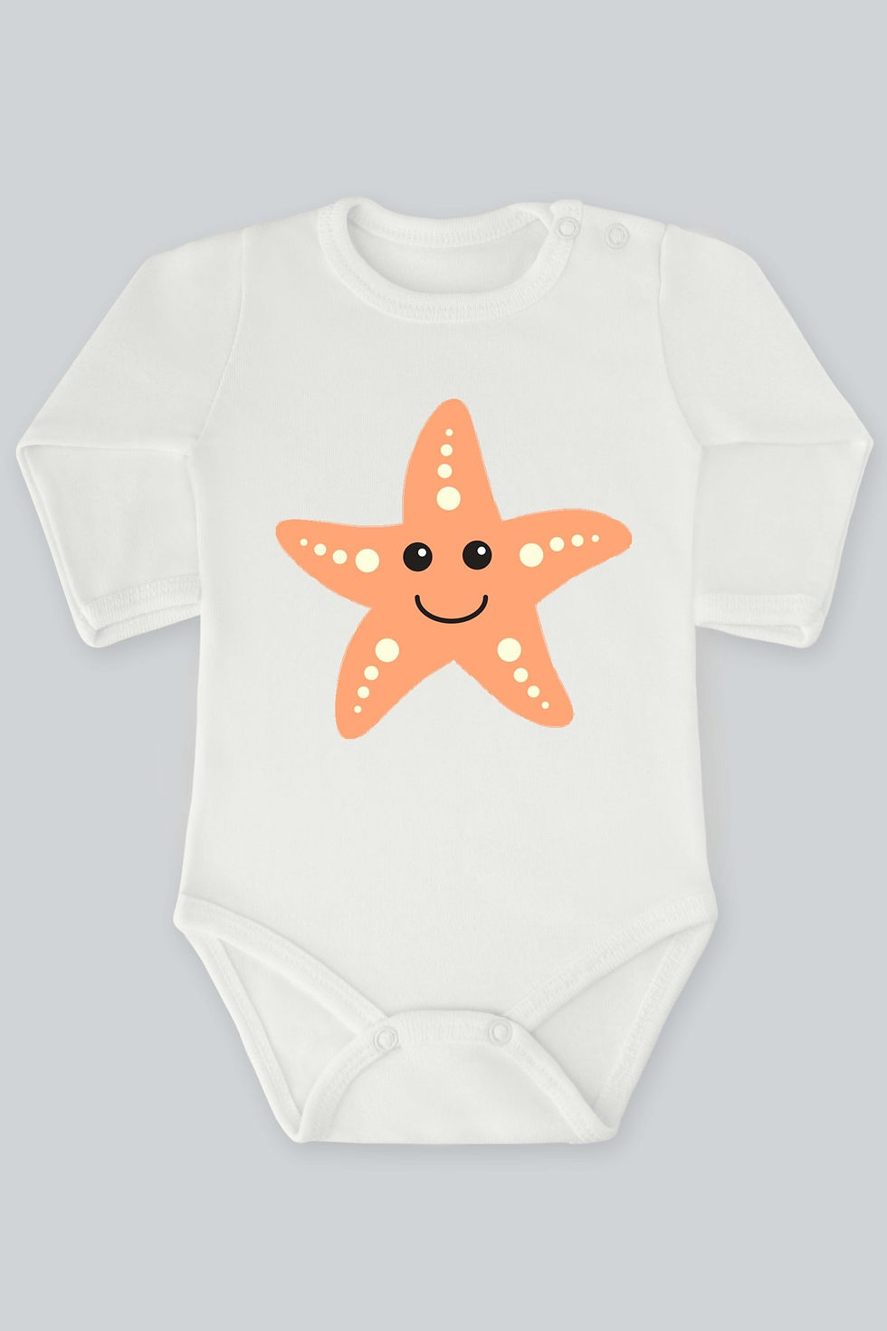 Sevimli Balık Serisi 9 Baskılı Uzun Kollu Bebek Body Zıbın Badi