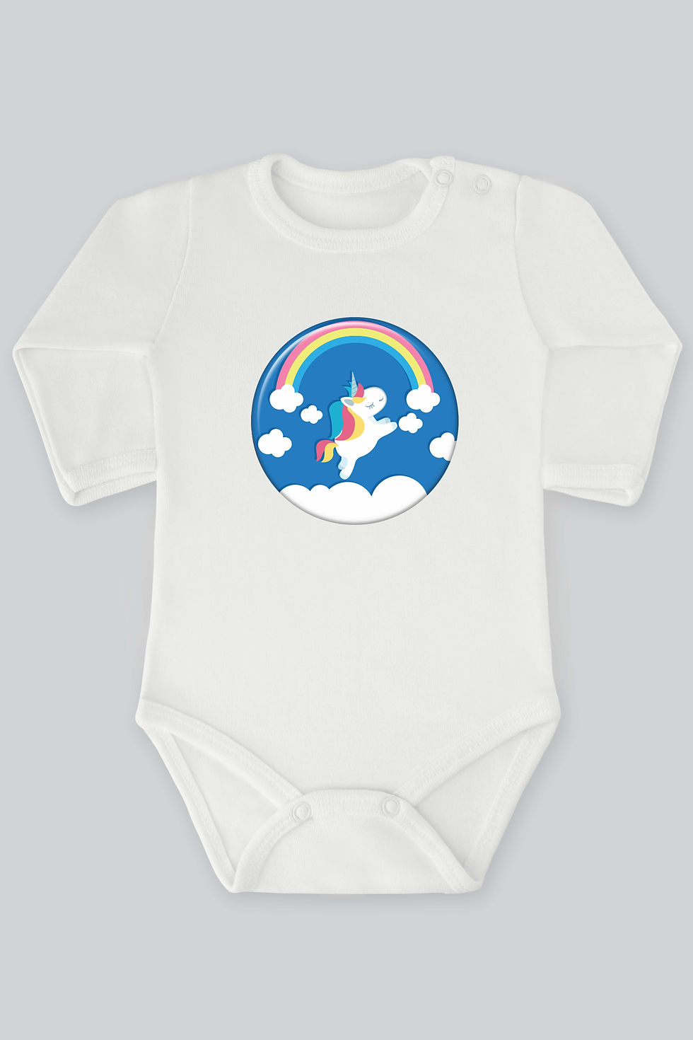 Unicorn Serisi 26 Baskılı Bebek Çıt çıtlı Zıbın Badi %100 Pamuk