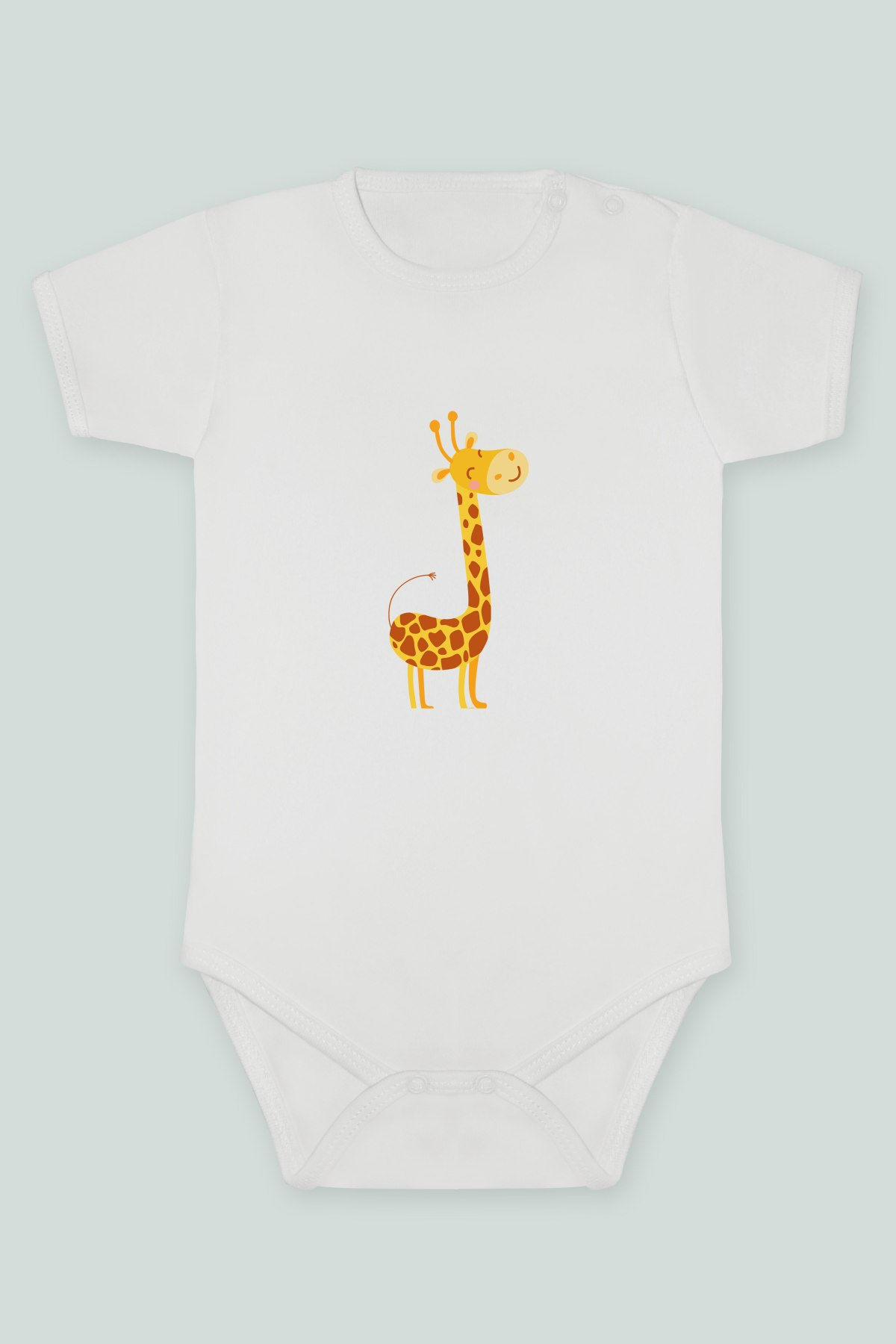 Sevimli Hayvanlar 41 Zürafa Baskılı Kısa kollu Body Zıbın Badi