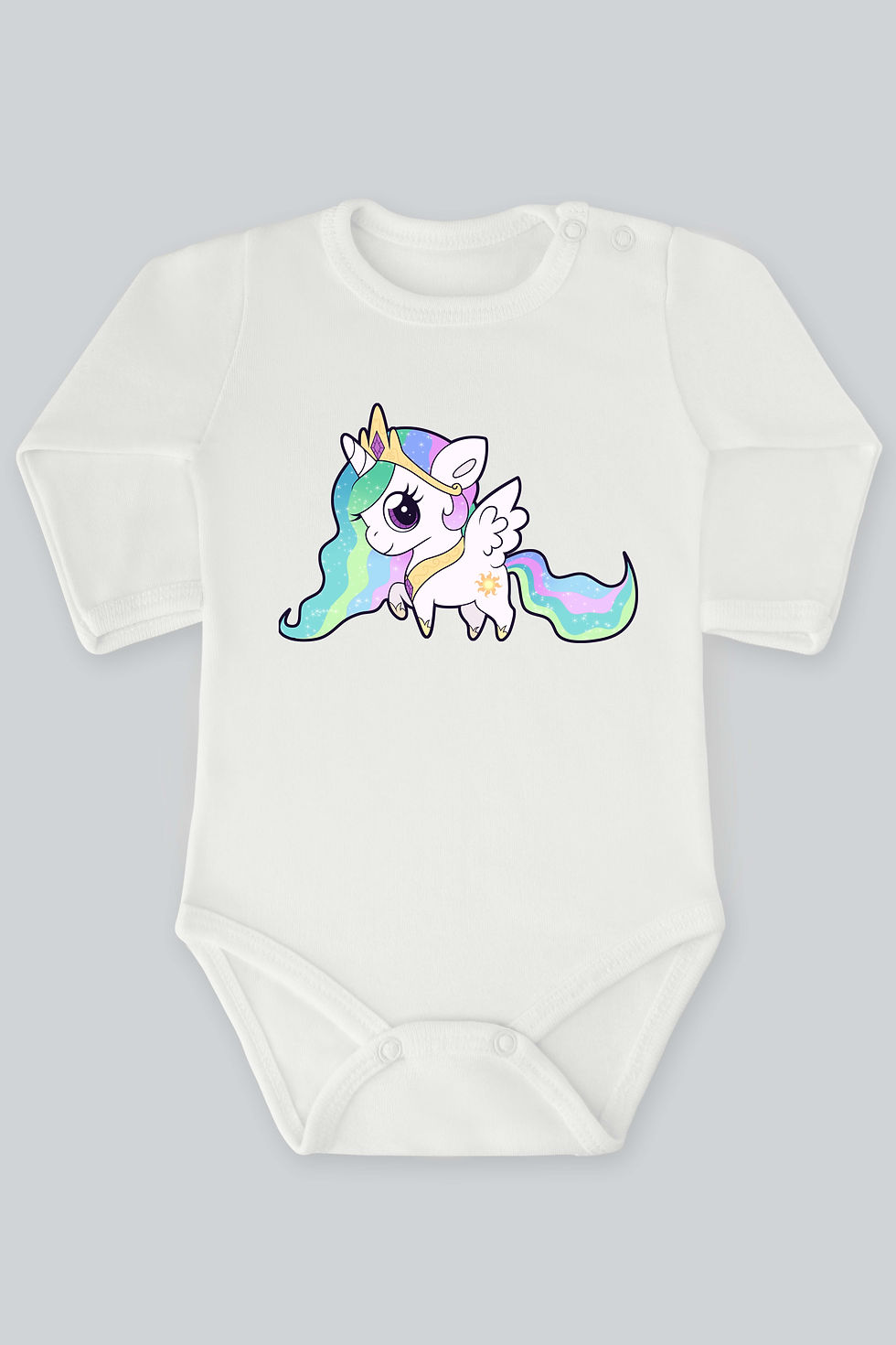 Unicorn Serisi 25 Baskılı Bebek Çıt çıtlı Zıbın Badi %100 Pamuk