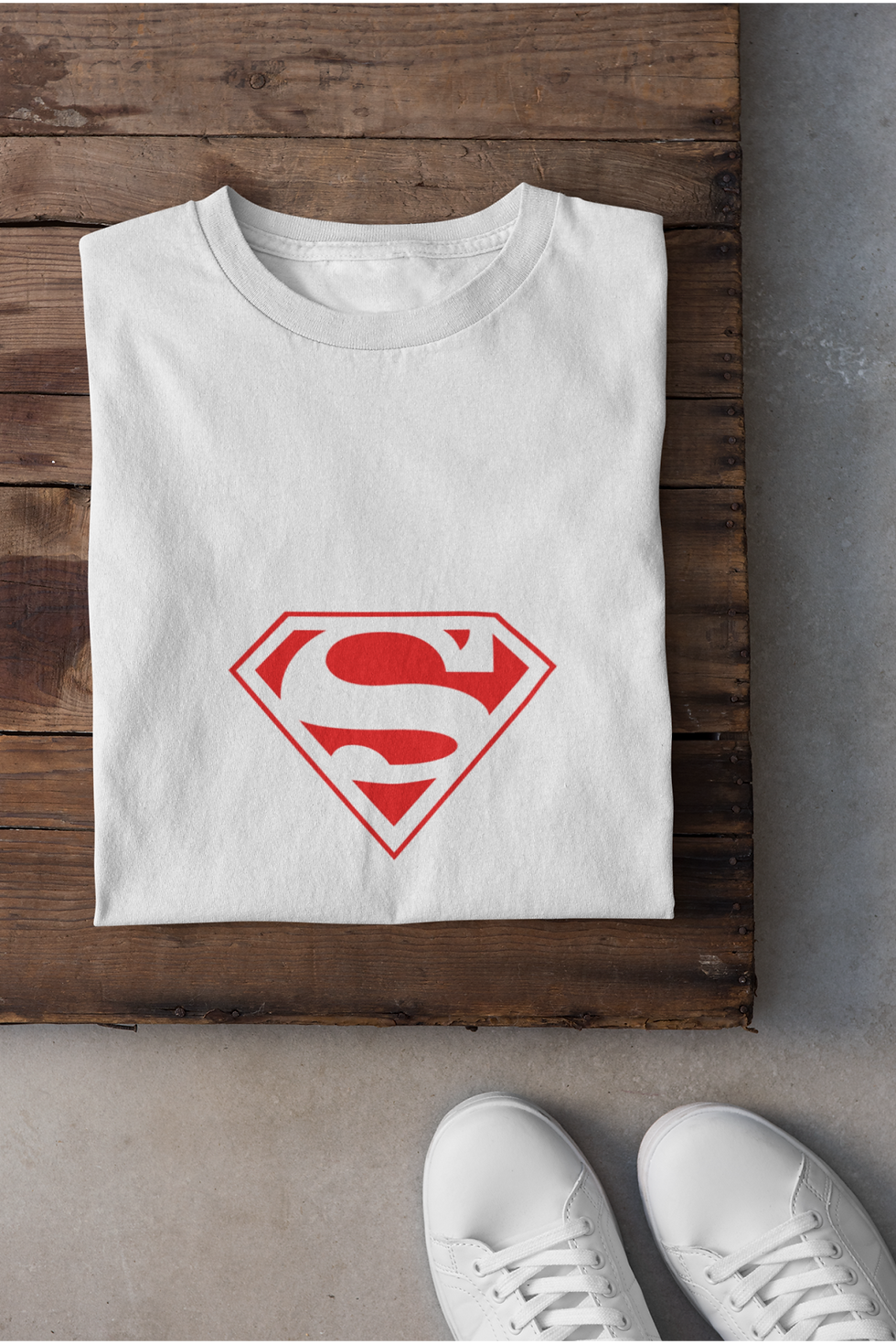 Küçük resim: Superman Logo Kırmızı Baskılı Tişört Erkek %100 Pamuk