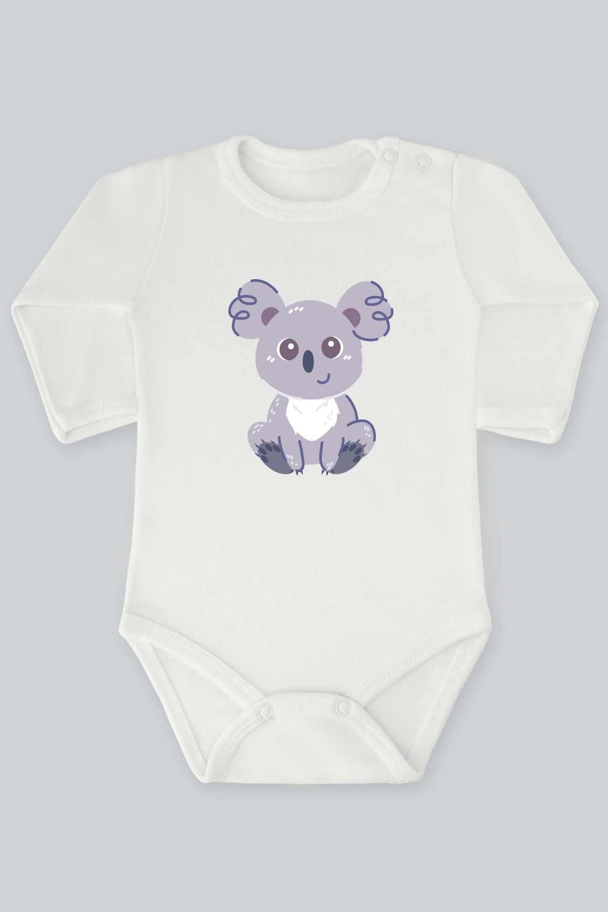 Sevimli Hayvanlar 6 Koala Baskılı Uzun Kollu Bebek Body Zıbın Badi