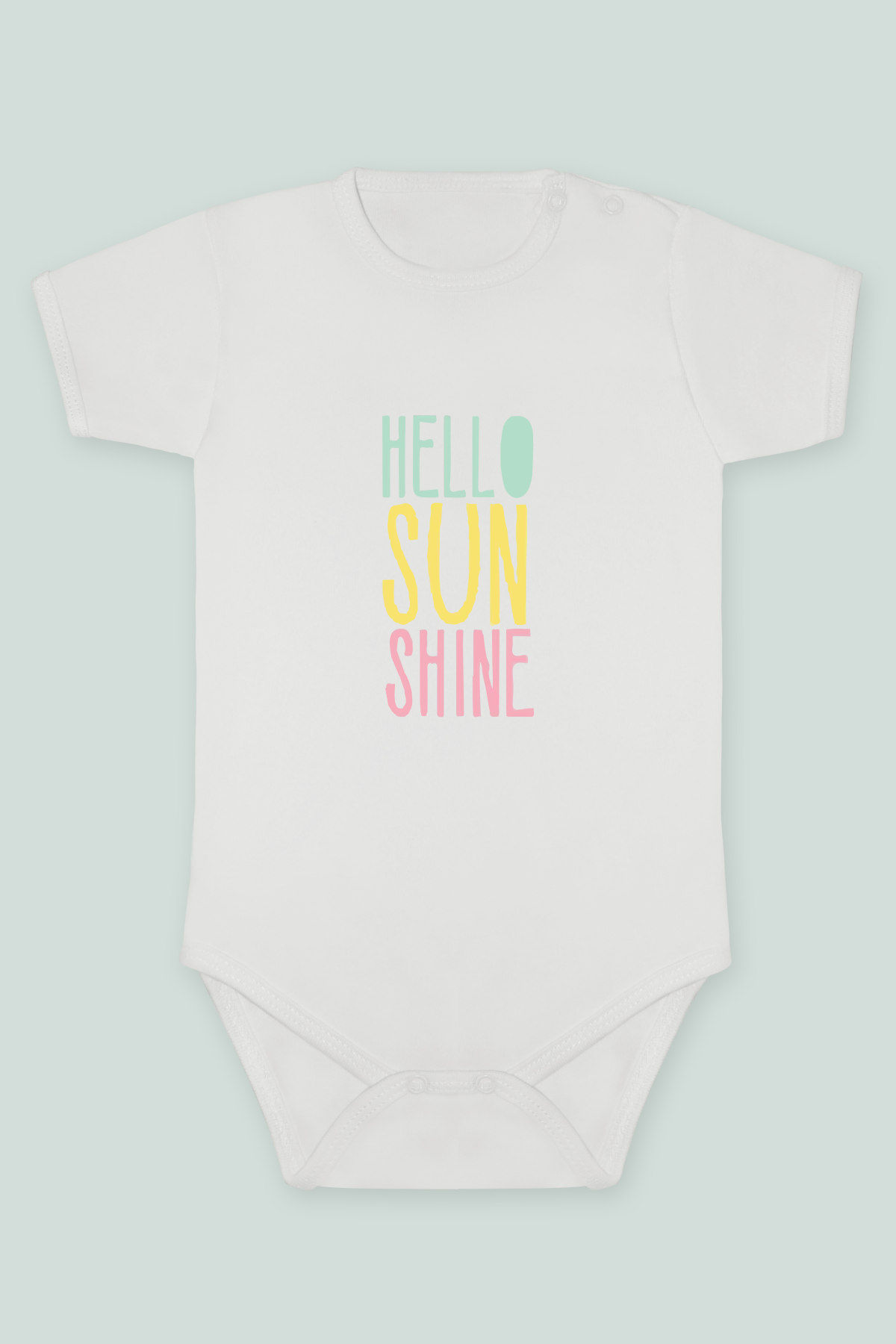 Renkli Hello Sun Shine Yazı Baskılı Kısa kollu Body Zıbın Badi