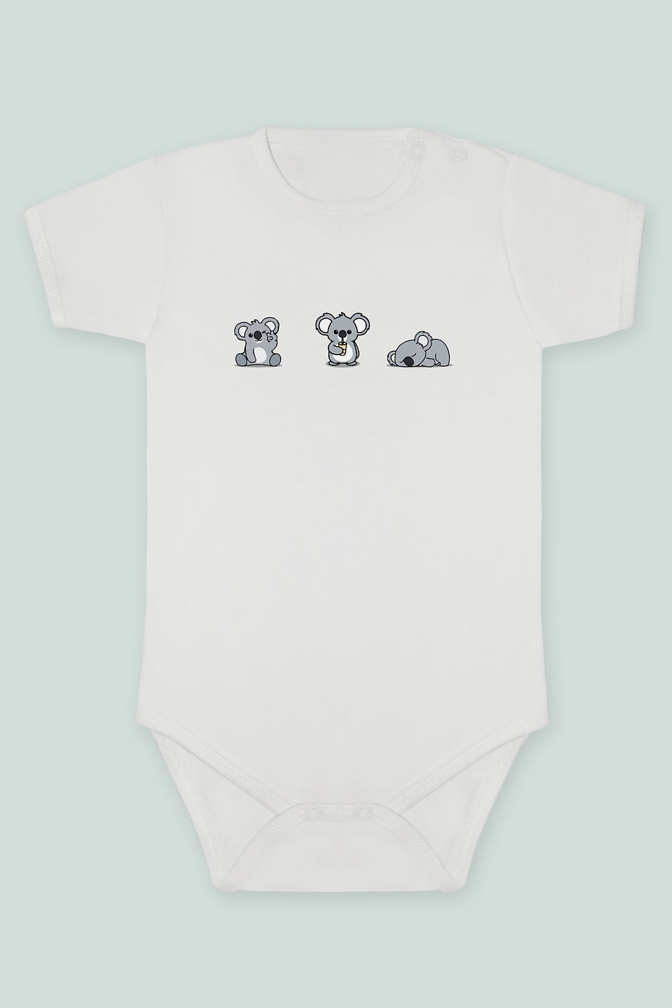 Üçlü Sevimli Koala Baskılı Kısa kollu Body Zıbın Badi