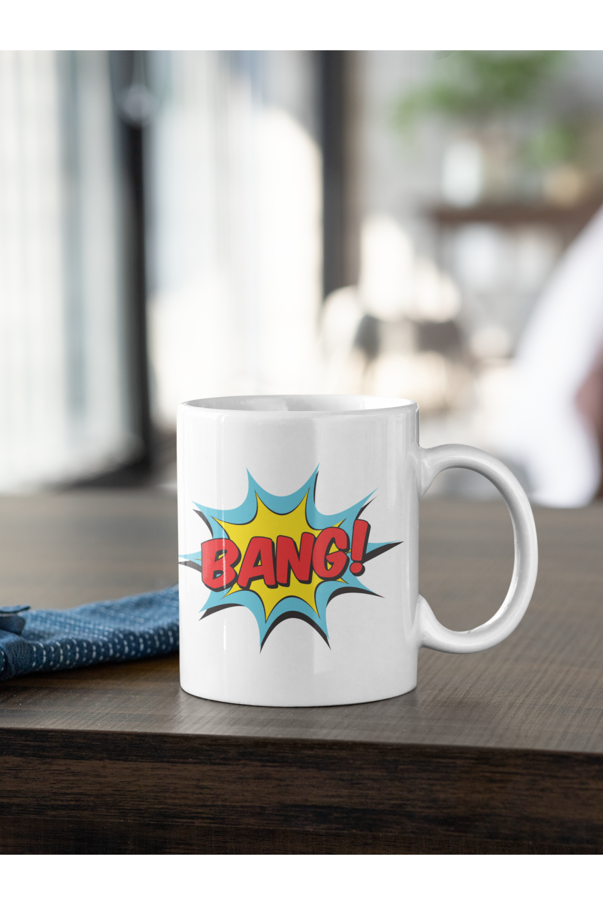 Bang Pop Art Yazı Baskılı Kupa Beyaz Porselen Mug