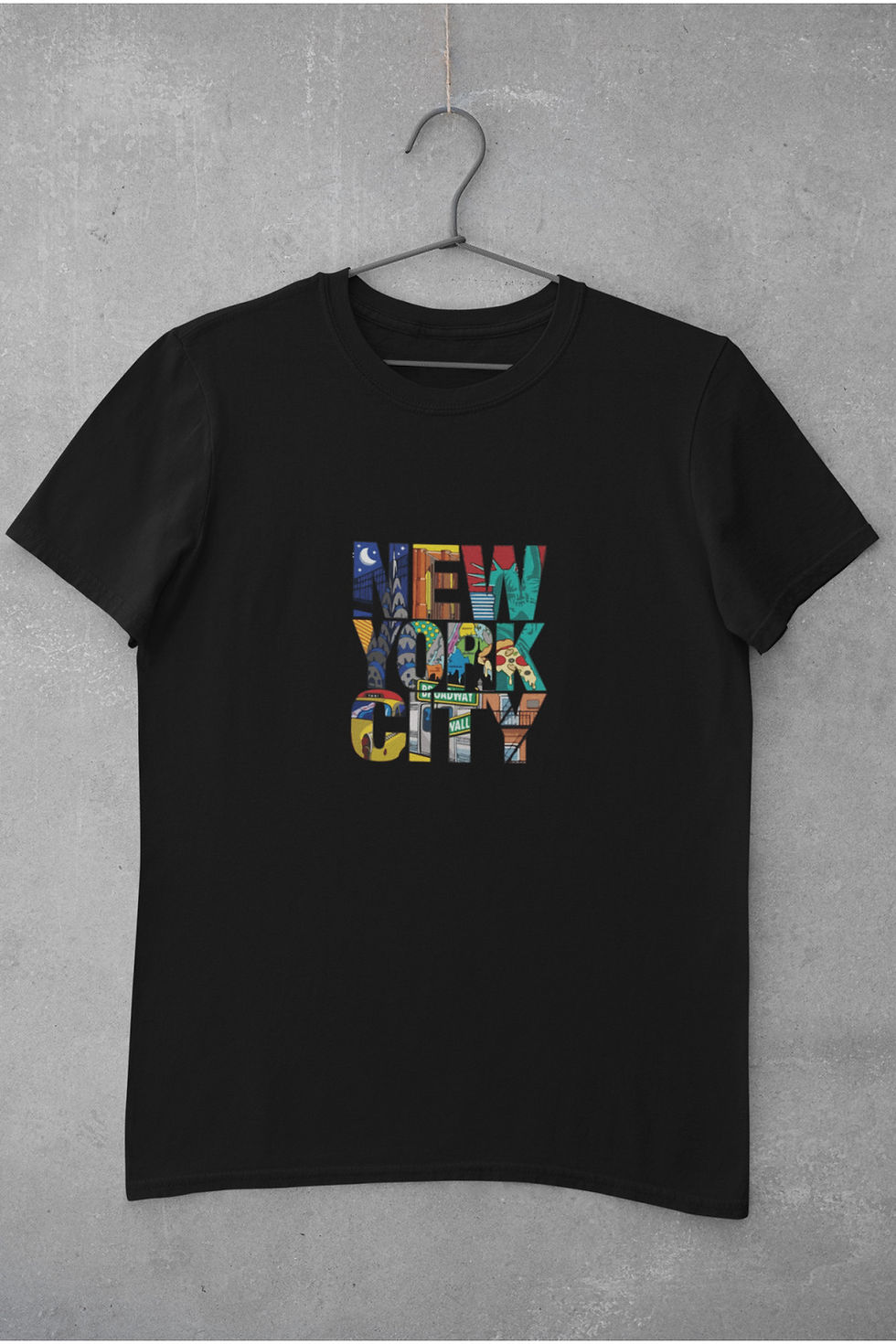 Küçük resim: New York City Yazı Baskılı Tişört Kadın %100 Pamuk