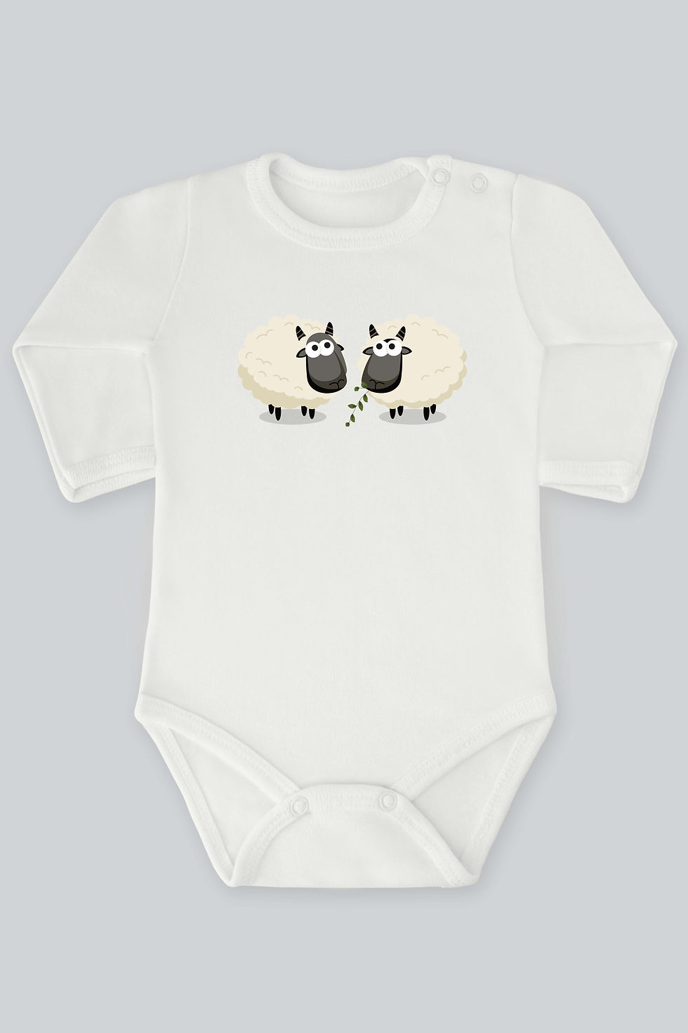 Sevimli Hayvanlar 44 Kuzular Baskılı Bebek Çıt çıtlı Zıbın Badi %100 Pamuk