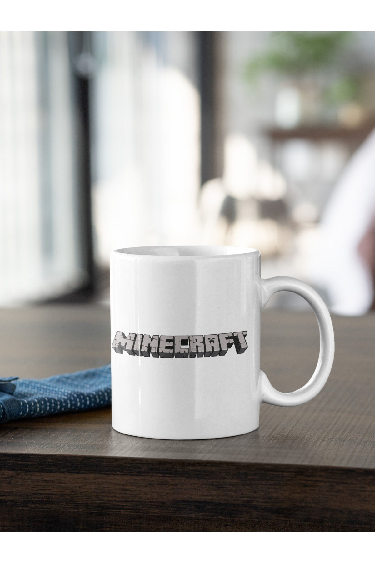 Minecraft Logo 2 Baskılı Kupa Beyaz Porselen Mug
